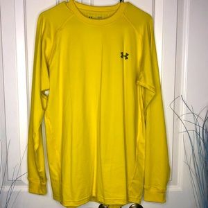 Under armor bright yellow long sleeve men’s dry fit shirt, cold gear collection